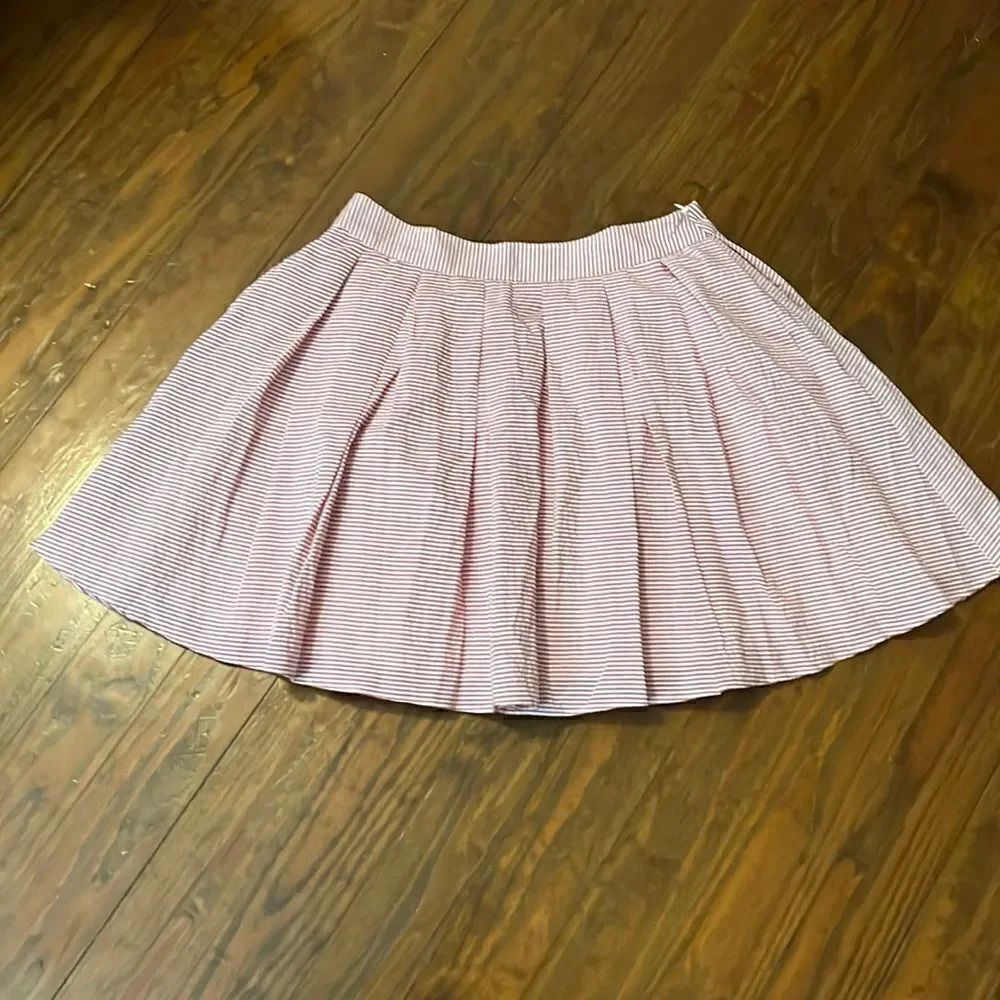 Blakey Label seersucker red side zip pleated skirt M
